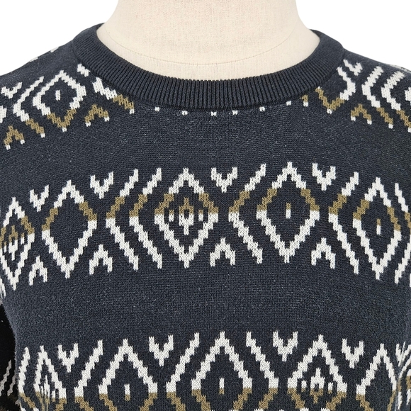 Sovereign Code 1917 Sweater Black Nordic Print Long Sleeve Crew Large - Picture 2 of 9